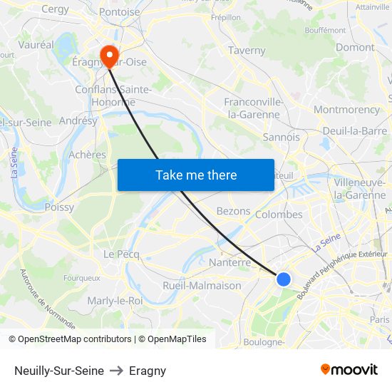 Neuilly-Sur-Seine to Eragny map