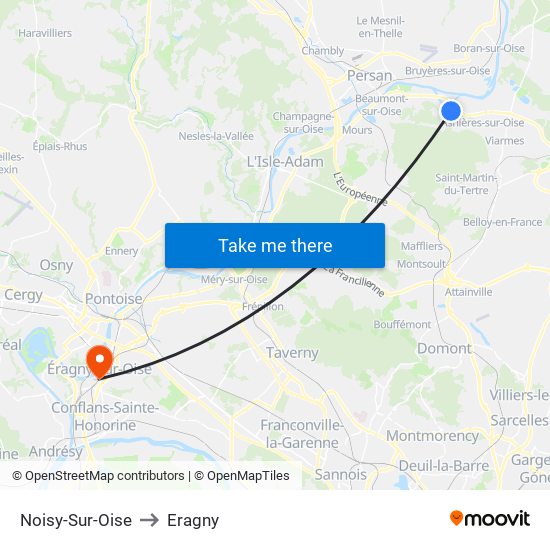 Noisy-Sur-Oise to Eragny map