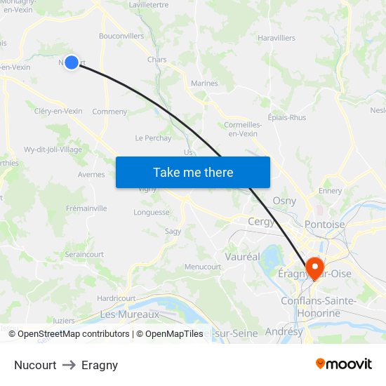 Nucourt to Eragny map