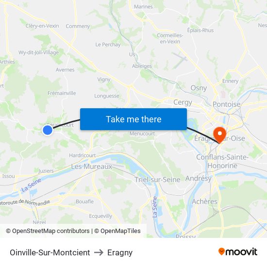 Oinville-Sur-Montcient to Eragny map