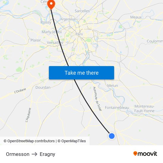 Ormesson to Eragny map