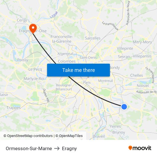 Ormesson-Sur-Marne to Eragny map