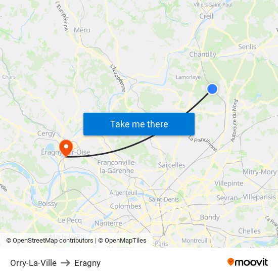 Orry-La-Ville to Eragny map