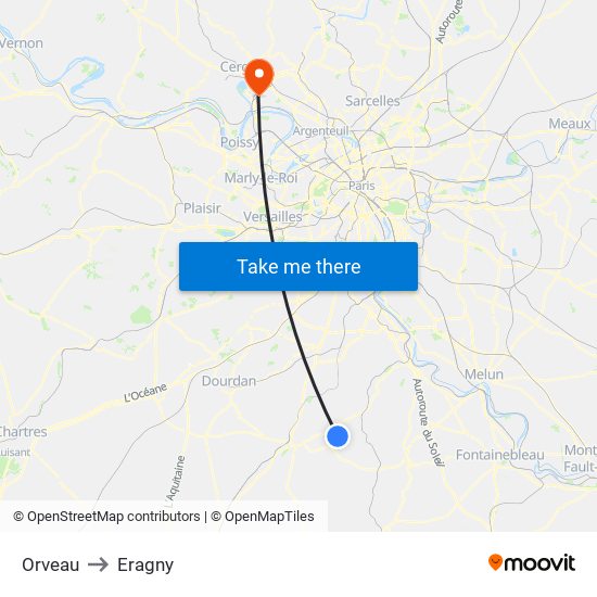 Orveau to Eragny map