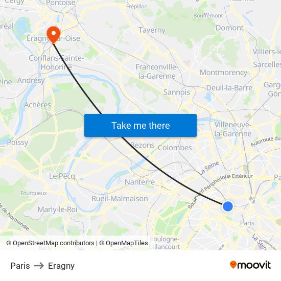 Paris to Eragny map