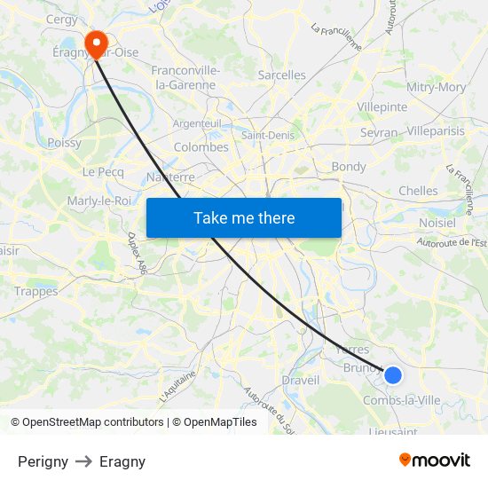 Perigny to Eragny map