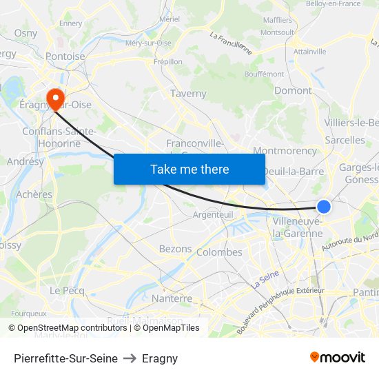 Pierrefitte-Sur-Seine to Eragny map