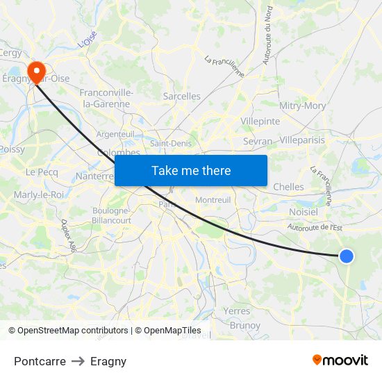 Pontcarre to Eragny map