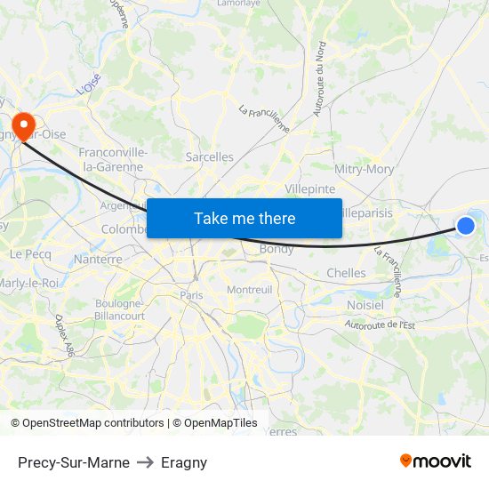 Precy-Sur-Marne to Eragny map