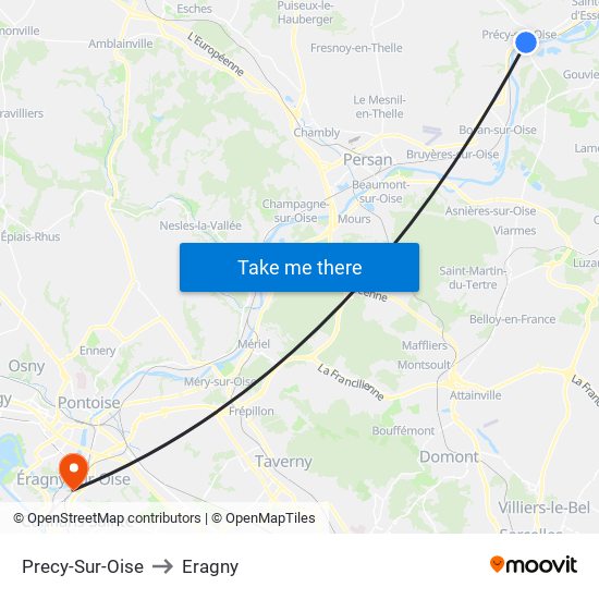 Precy-Sur-Oise to Eragny map