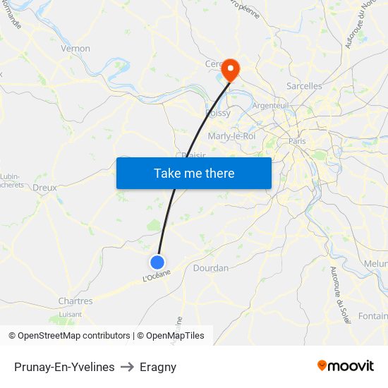 Prunay-En-Yvelines to Eragny map