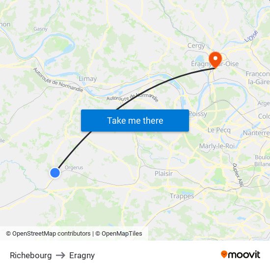 Richebourg to Eragny map