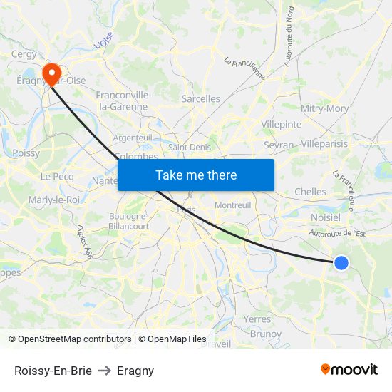 Roissy-En-Brie to Eragny map