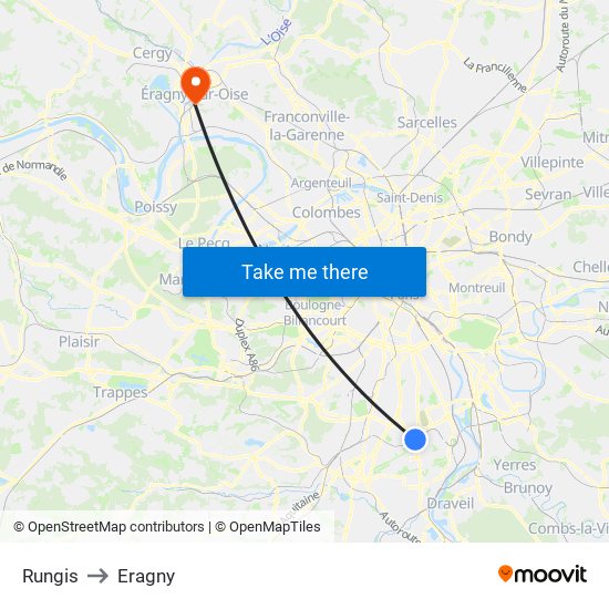 Rungis to Eragny map