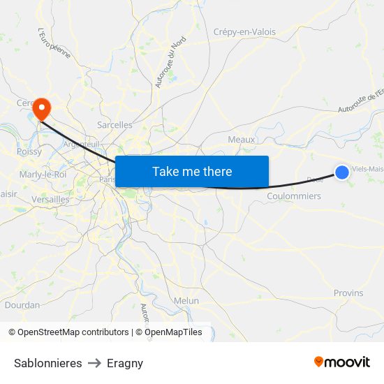Sablonnieres to Eragny map