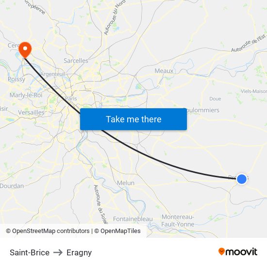 Saint-Brice to Eragny map