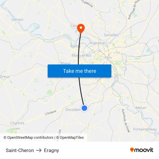 Saint-Cheron to Eragny map