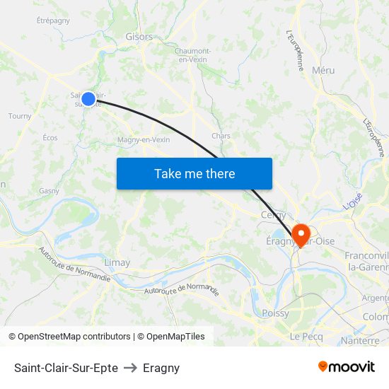 Saint-Clair-Sur-Epte to Eragny map