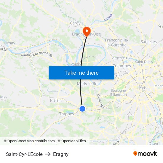 Saint-Cyr-L'Ecole to Eragny map