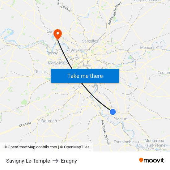Savigny-Le-Temple to Eragny map