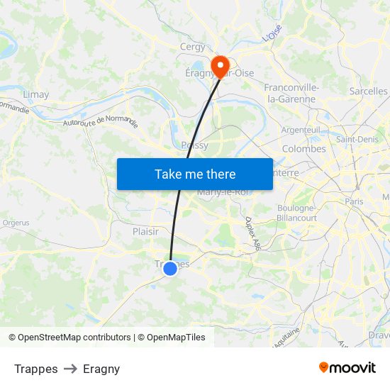 Trappes to Eragny map