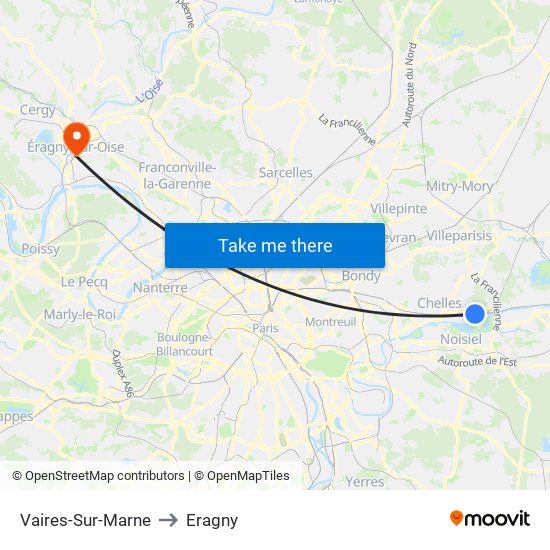 Vaires-Sur-Marne to Eragny map