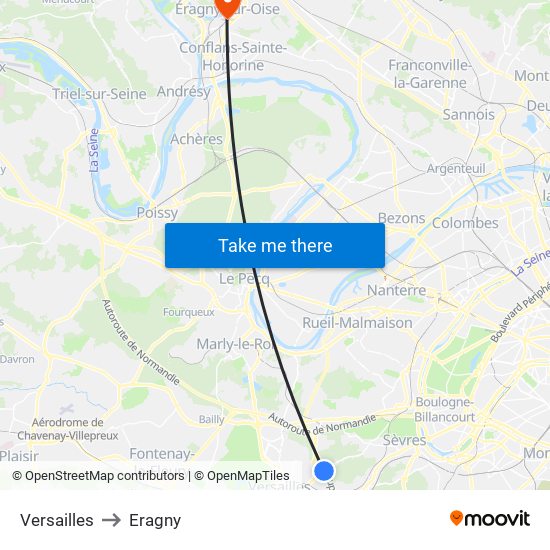 Versailles to Eragny map