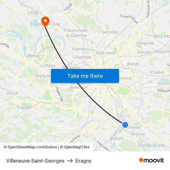 Villeneuve-Saint-Georges to Eragny map