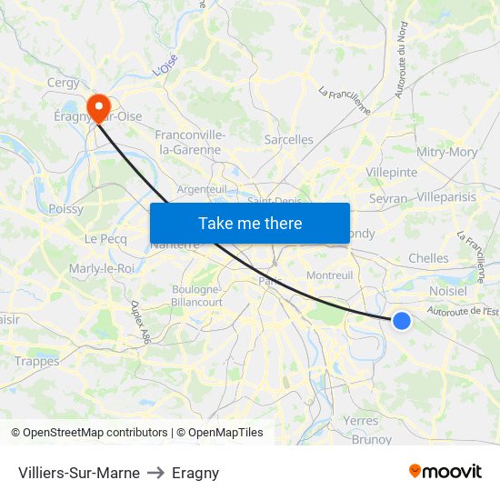 Villiers-Sur-Marne to Eragny map
