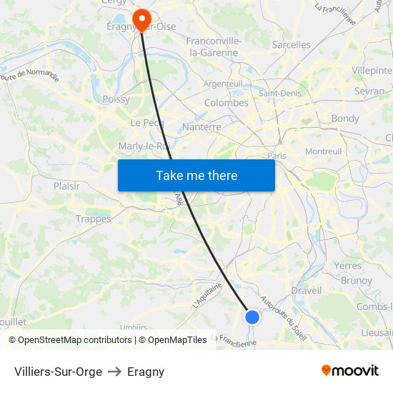 Villiers-Sur-Orge to Eragny map