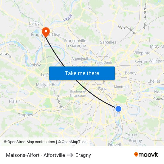 Maisons-Alfort - Alfortville to Eragny map