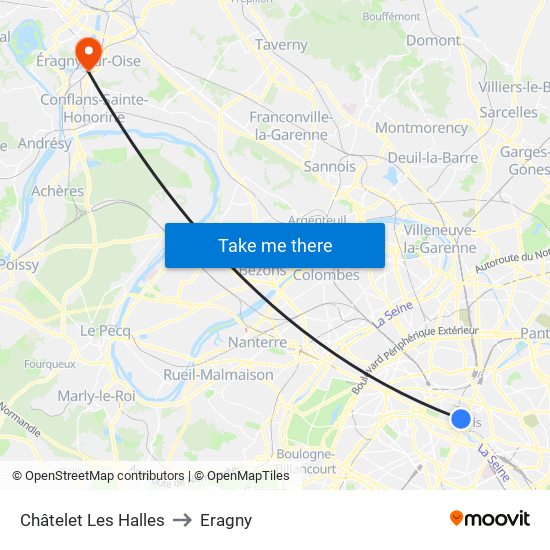 Châtelet Les Halles to Eragny map