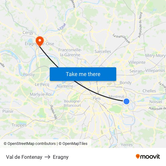 Val de Fontenay to Eragny map