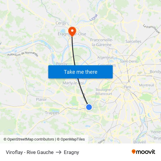 Viroflay - Rive Gauche to Eragny map