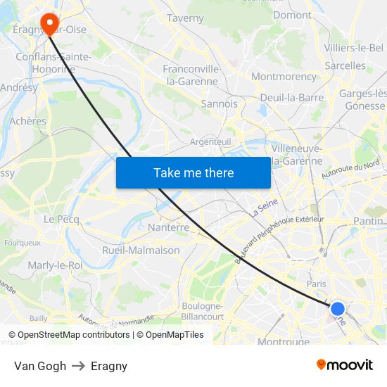 Van Gogh to Eragny map
