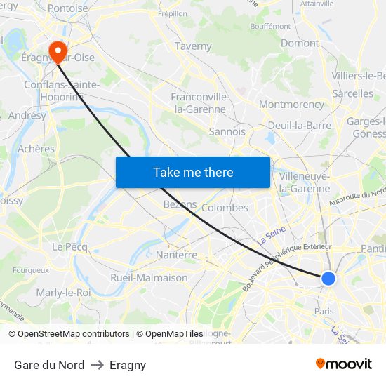 Gare du Nord to Eragny map