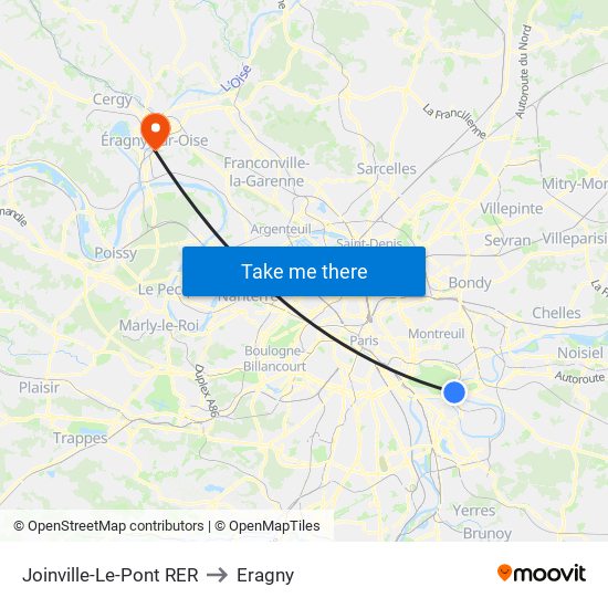 Joinville-Le-Pont RER to Eragny map