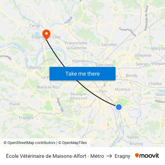 École Vétérinaire de Maisons-Alfort - Métro to Eragny map