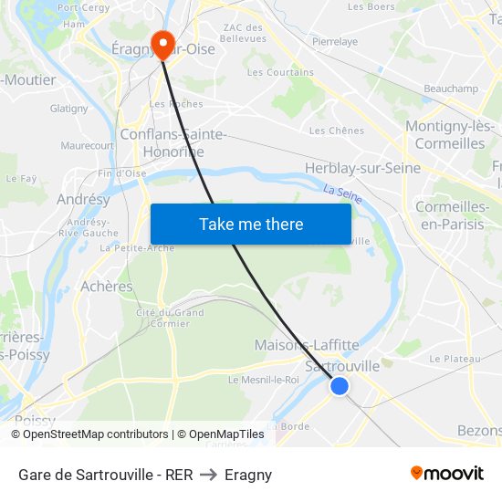 Gare de Sartrouville - RER to Eragny map