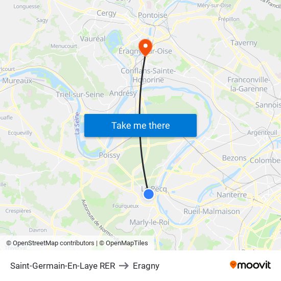 Saint-Germain-En-Laye RER to Eragny map