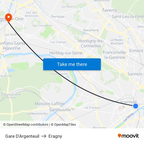 Gare D'Argenteuil to Eragny map