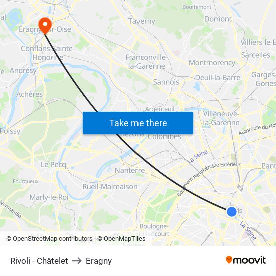 Rivoli - Châtelet to Eragny map