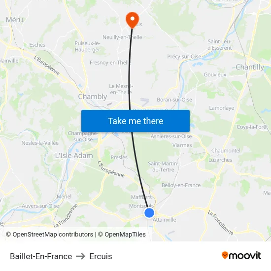 Baillet-En-France to Ercuis map