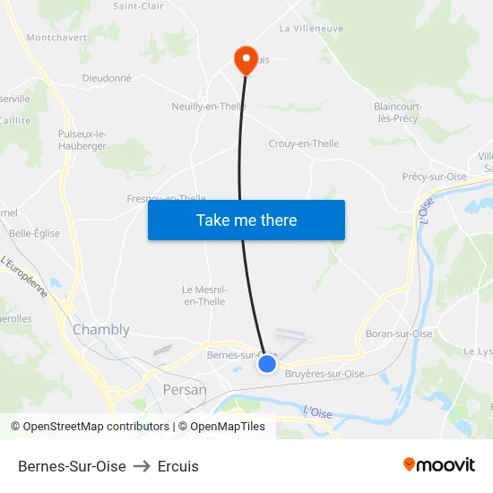 Bernes-Sur-Oise to Ercuis map