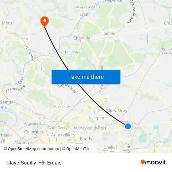 Claye-Souilly to Ercuis map