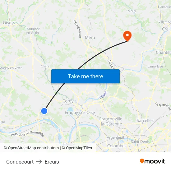 Condecourt to Ercuis map