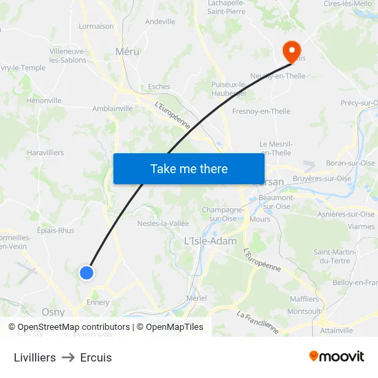 Livilliers to Ercuis map