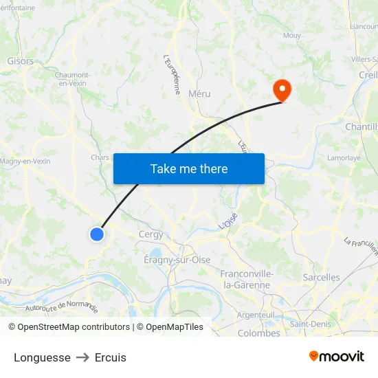 Longuesse to Ercuis map