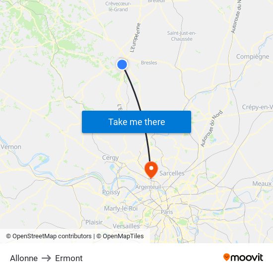 Allonne to Ermont map