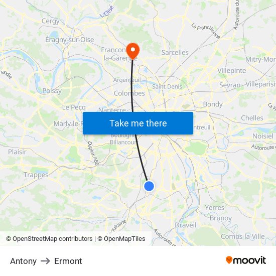 Antony to Ermont map